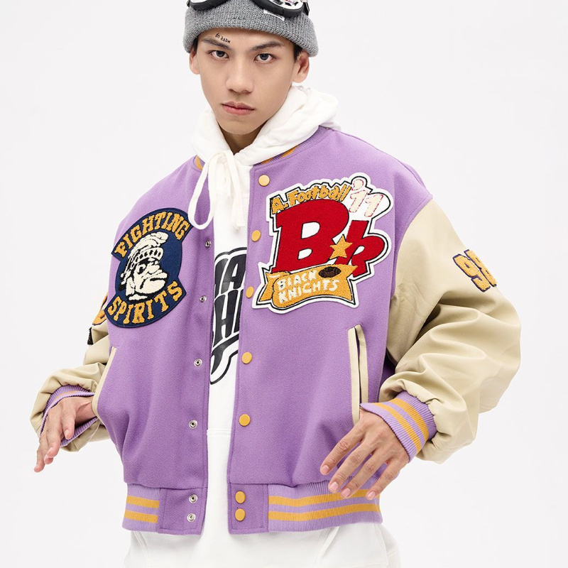 American Vintage Coat Unisex Spring Autumn Baseball Uniform Men Women Loose Embroidery Patchwork O-Neck Preppy Jacket