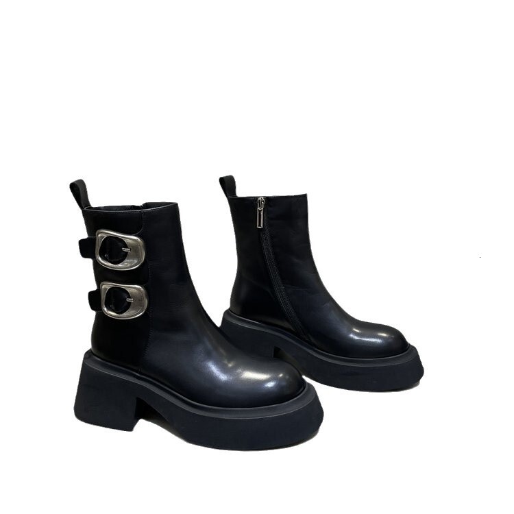 Children's Boots 2024 Winter New Collection with Velvet Thick Bottom Belt Buckle Short Boots British Style Tall Martin Boots