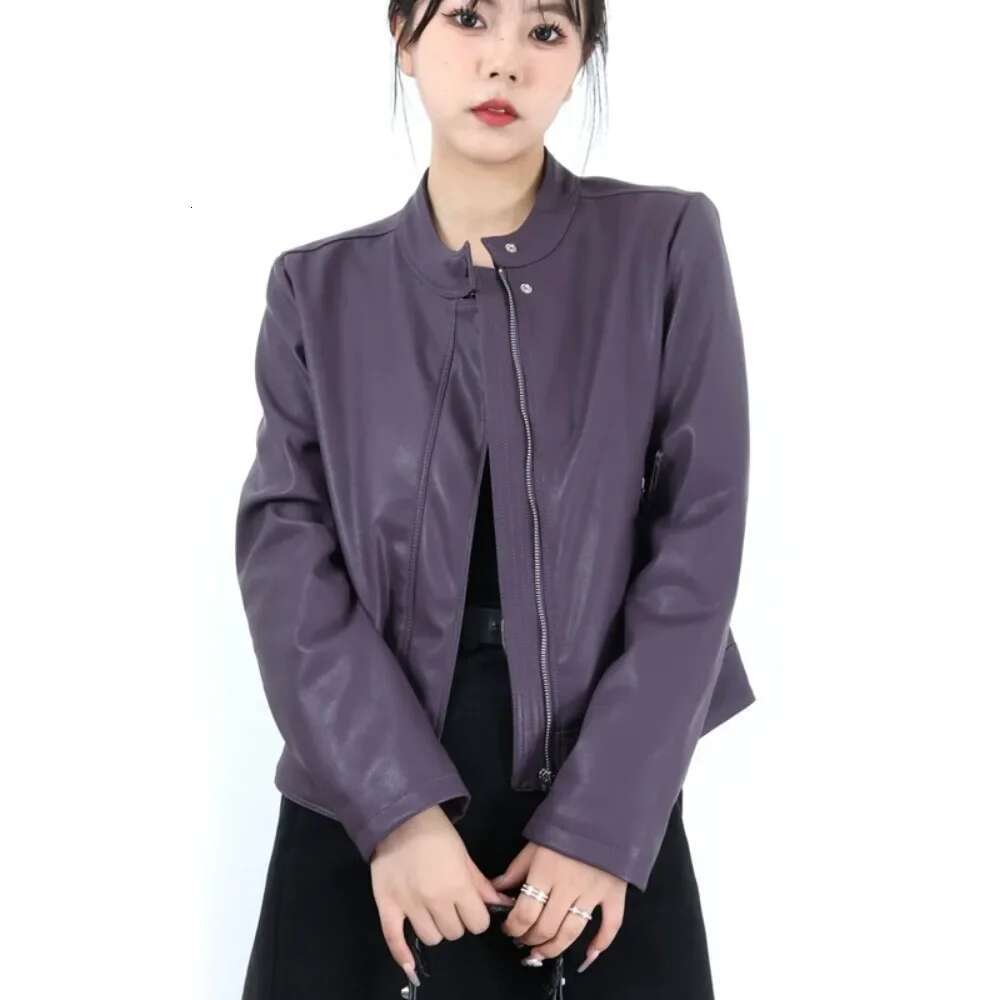 New Eco-Friendly Coat Female Short Casual Motorcycle Jacket Autumn PU Leather Blouse Simple Fashion