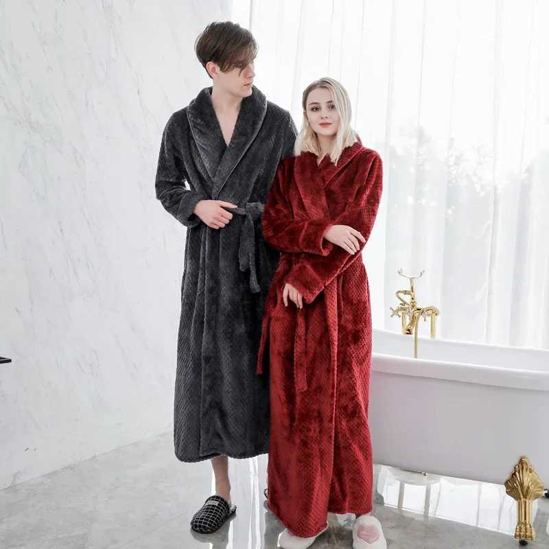 Autumn Winter Bathrobe Couple Pajamas Bridal Long Robe Flanne Pajamas Warm Thick Soft Homewear Design Luxury Brands NightwearXJ241018