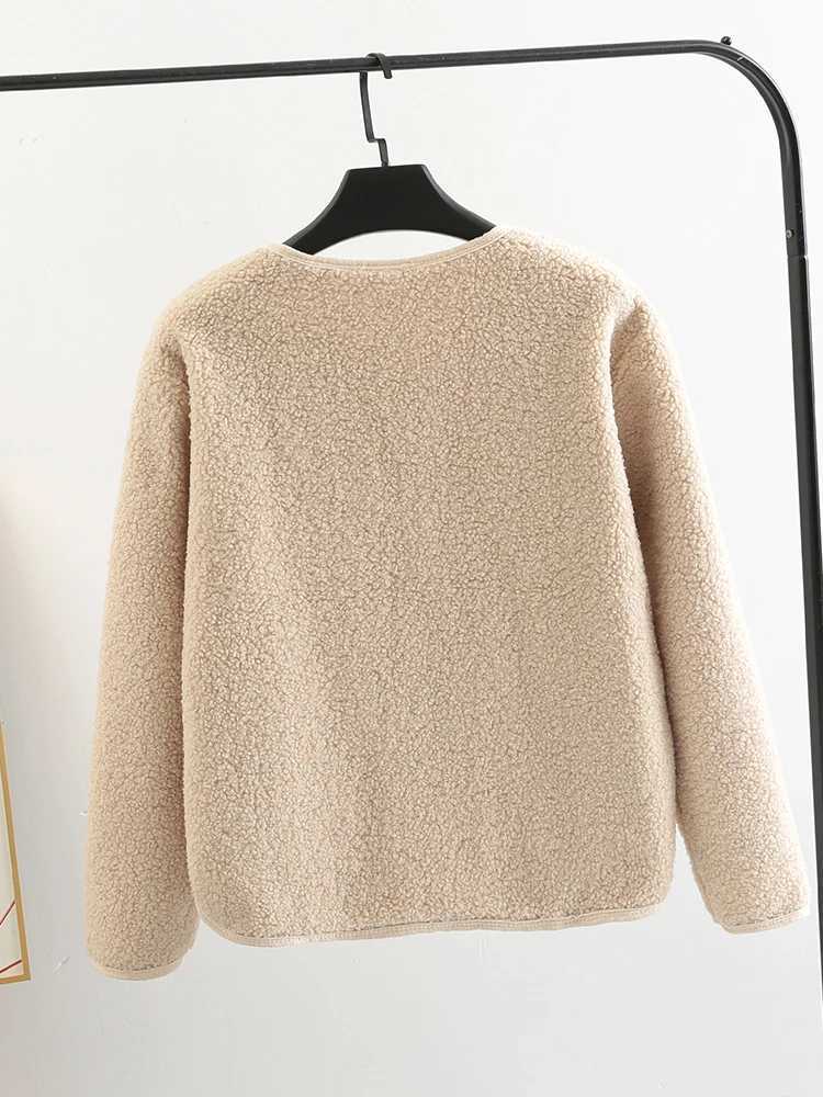 Spring Autumn Tendy Fur Casual Loose Jacket Faux Lamb Wool Coat Womens Warm Loose Short Fleece Thickened Cardigan WinterX241018