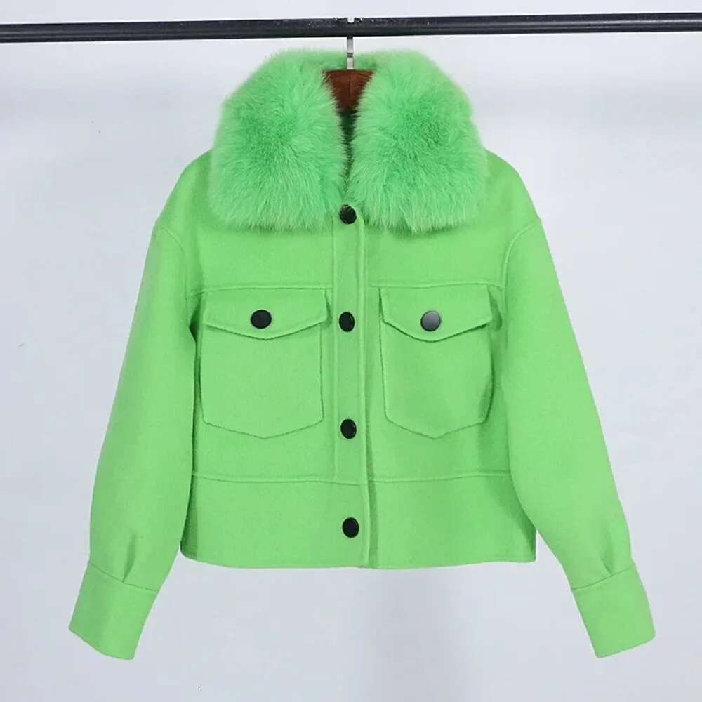 2024 New Fox Collar 10% Cashmere 90% Women's Autumn And Winter Casual Short Loose Wool Coat