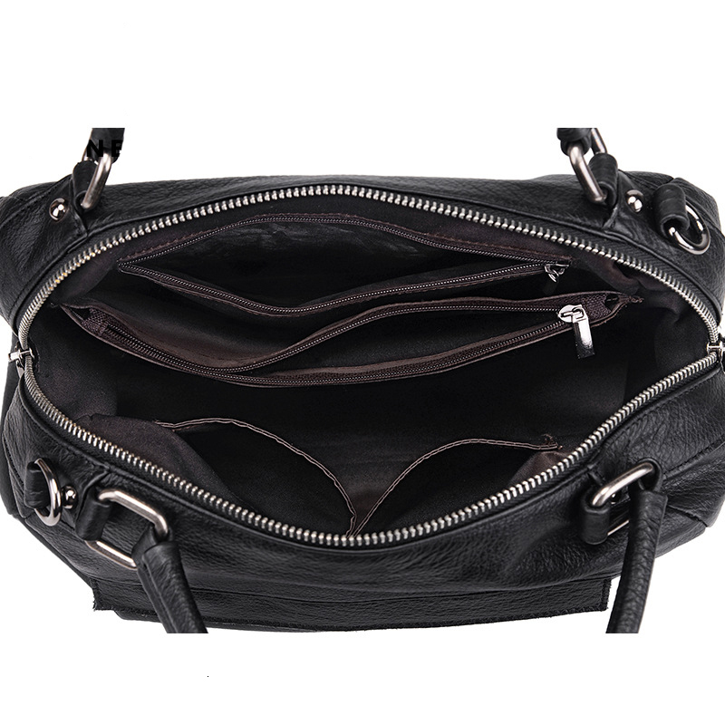 New Casual Women Doctor Handbag Cow Leather Female Boston Shoulder Zipper Crossbody Sg Handle Bag
