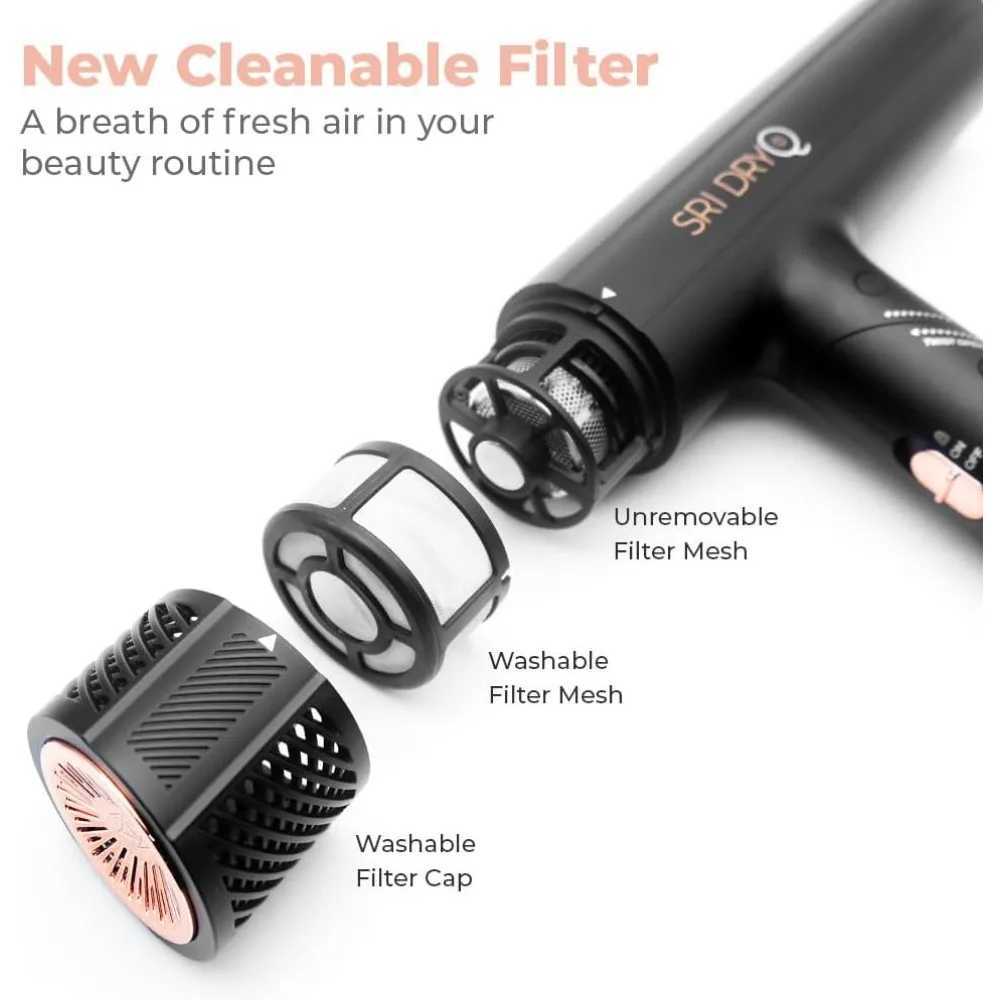 DryQ Intelligent Hair Dryer - Ultra Light Foldable Powerful Quiet Motor - Infrared and Ionic Technology W241018