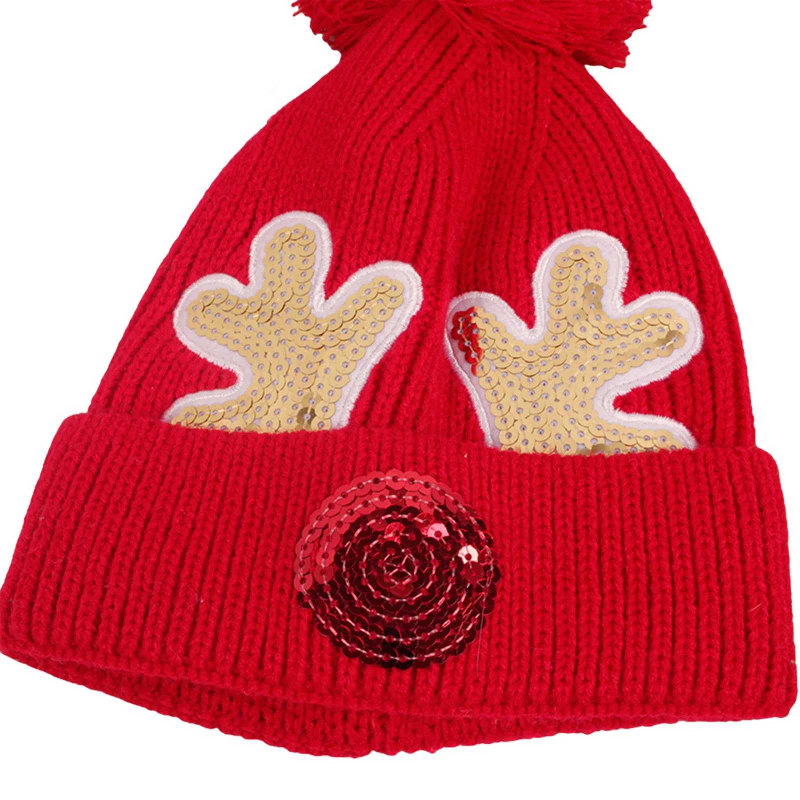 Citgeett Autumn Christmas Kids Boys Girls Woolen Hat Unisex Sequins Patterns Knitted Hat Beanie for Autumn Winter LX241018