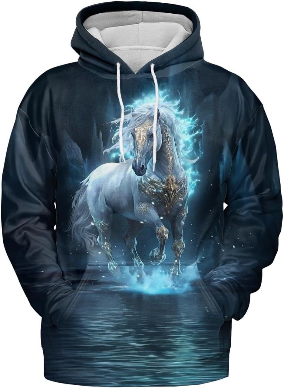 Hoodie for Mens Womens Horse Hoodies For Women 3D Print Design Pullover Horseback Riding Rodeo Hooded Sweatshirt Mens Animal Hoodie Graphic Fashionabl