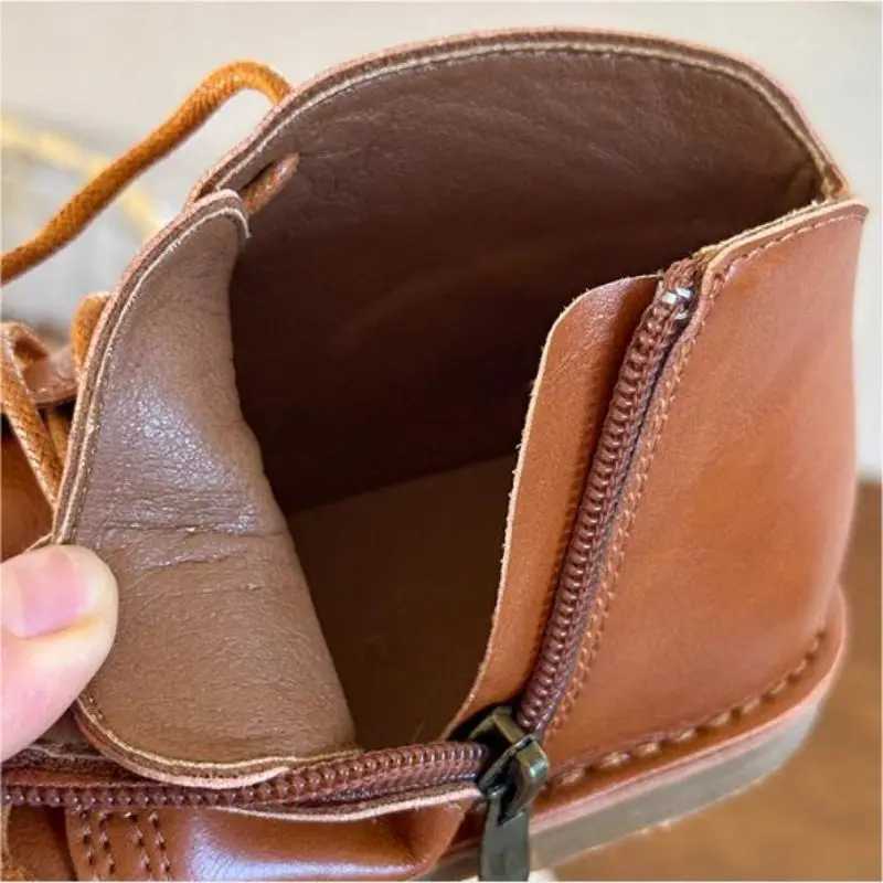 Boots Korean version childrens boots 2024 autumn and winter fashion trend genuine leather childrens zipper shoes anti slip girls boots H241018