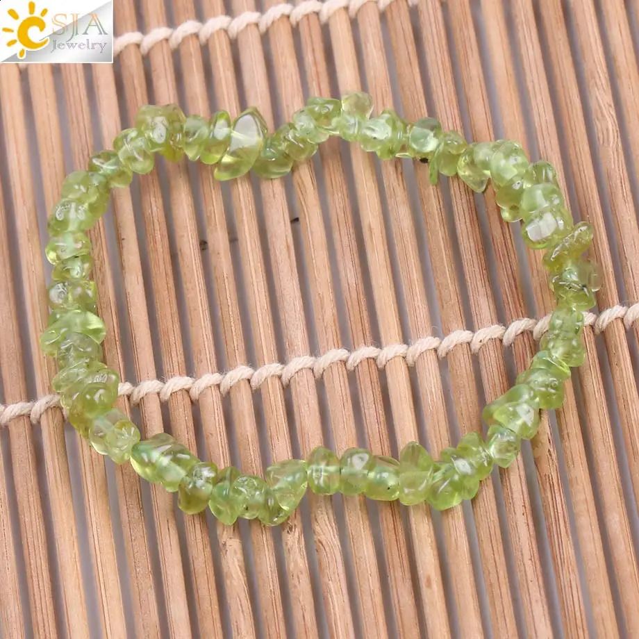 CSJA Irregular Natural Stone Bracelet Olive Small Stone Beads Green Crystal Fashion Bracelet DIY Womens Jewelry F155 241018