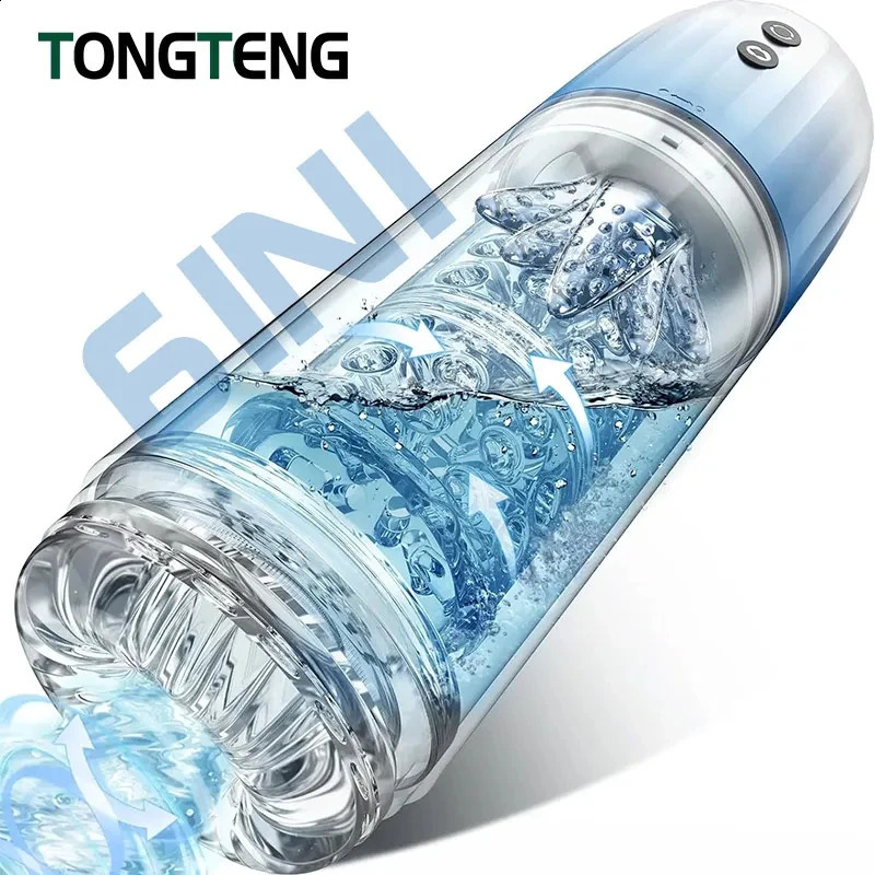 6 IN1 Automatic Male Masturbator Cup IPX7 Penis Pump Sex Machine Stroker with 7 Sucking Rotating Licking LCD Sex Toys For Men 241010