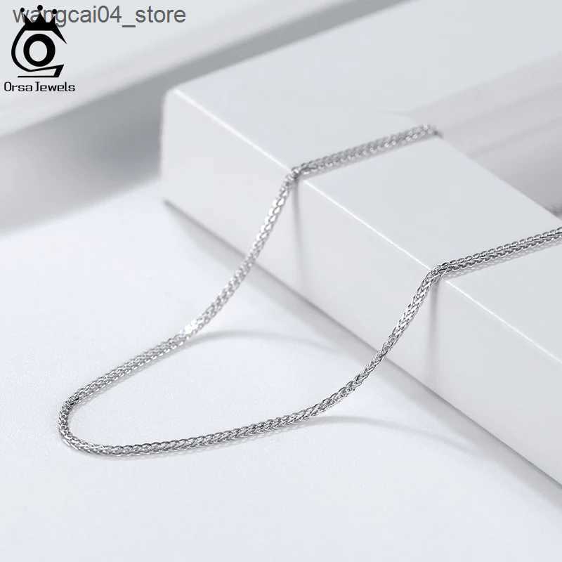 Chokers ORSA JEWELS Italian handmade 1.2mm Chopin chain necklace solid 925 sterling silver womens 14K gold-plated chain jewelry SC53 L240910