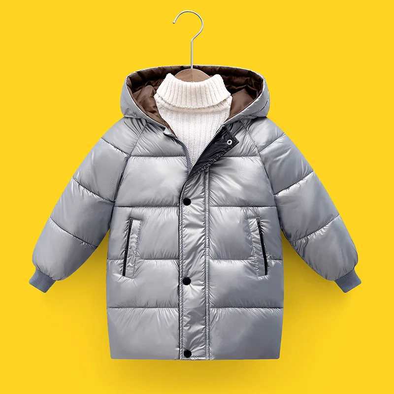 Girls thick warm coat boys solid color medium length hooded shirt cotton new childrens autumn casual fashion cold coat M241018