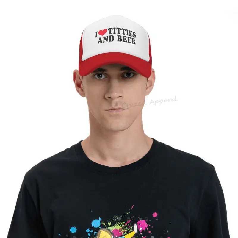 I Heart Titties and Beer - Love Funny Gag - Vintage Retro Style Trucker Cap Hat for Men and WomenX241018