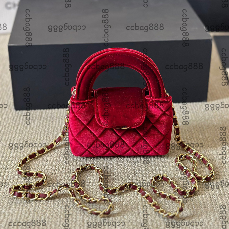 23K Womens Designer Top Handle Totes Nano Cosmetic Case Bags Tweed Corduroy Velvet Velour Lambskin Suede Gold Hardware Turn Lock Multi Pochette Handbag 13CM 20CM