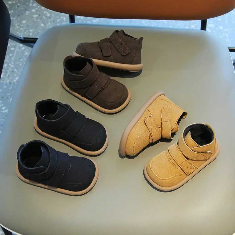 Boots Autumn and winter boys and girls boots outdoor plush childrens casual shoes baby shoes Oxford suede anti slip soft soled childrens ankle boots H