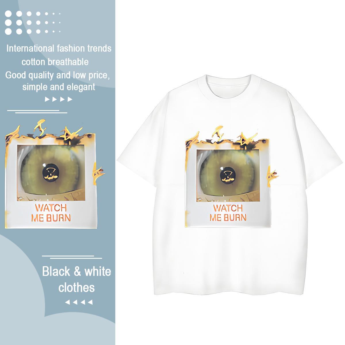 2024 Casual T Shirt For Woman 230g Pure Cotton Breathable Soft Street eyes Couples T Shirts Nice Plus Size Custom Clothings