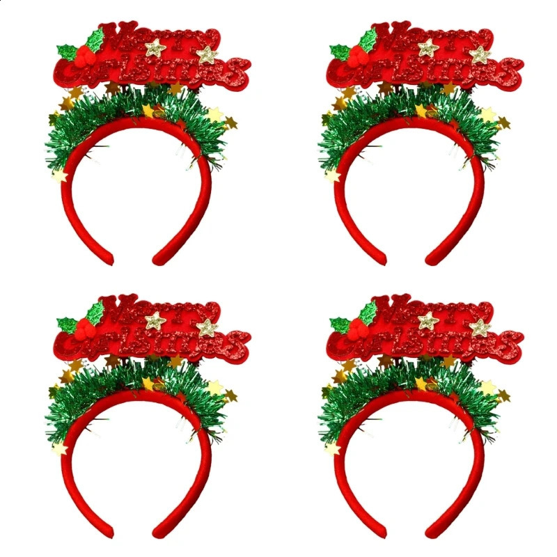 4 packages of Christmas letter headbands for women and girls holiday hairbands 241018