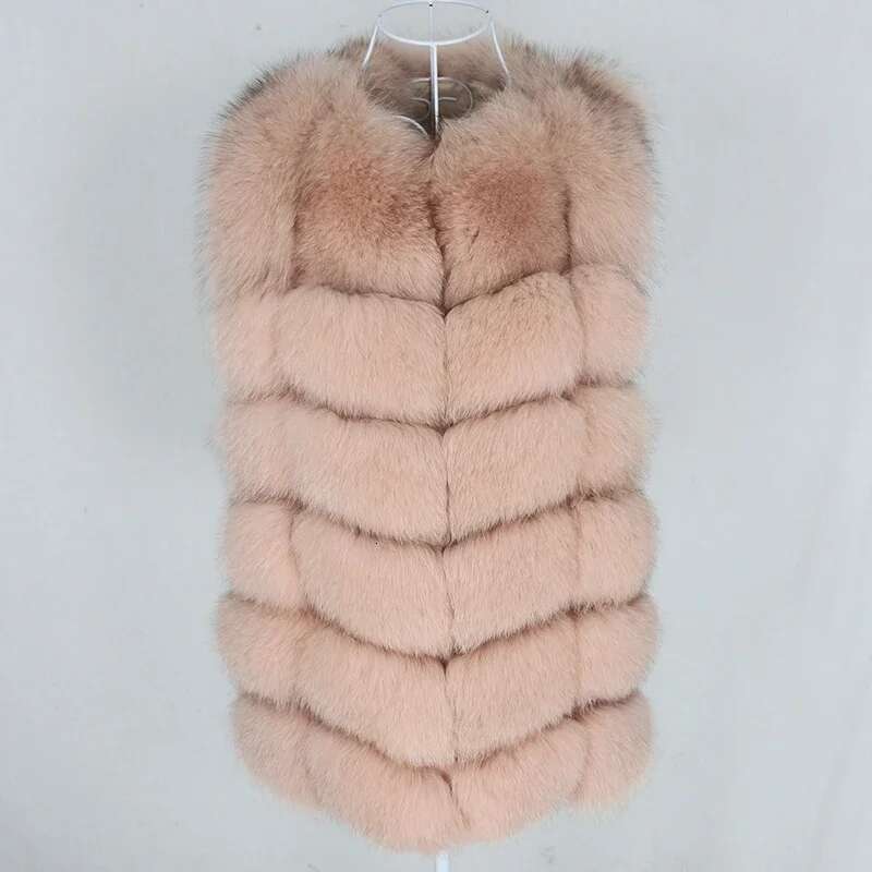 Real Vest Women Sleeveless Natural Fox Spring Winter Jacket Fur Coat Warmer Waistcoat Thick Warm Streetwear
