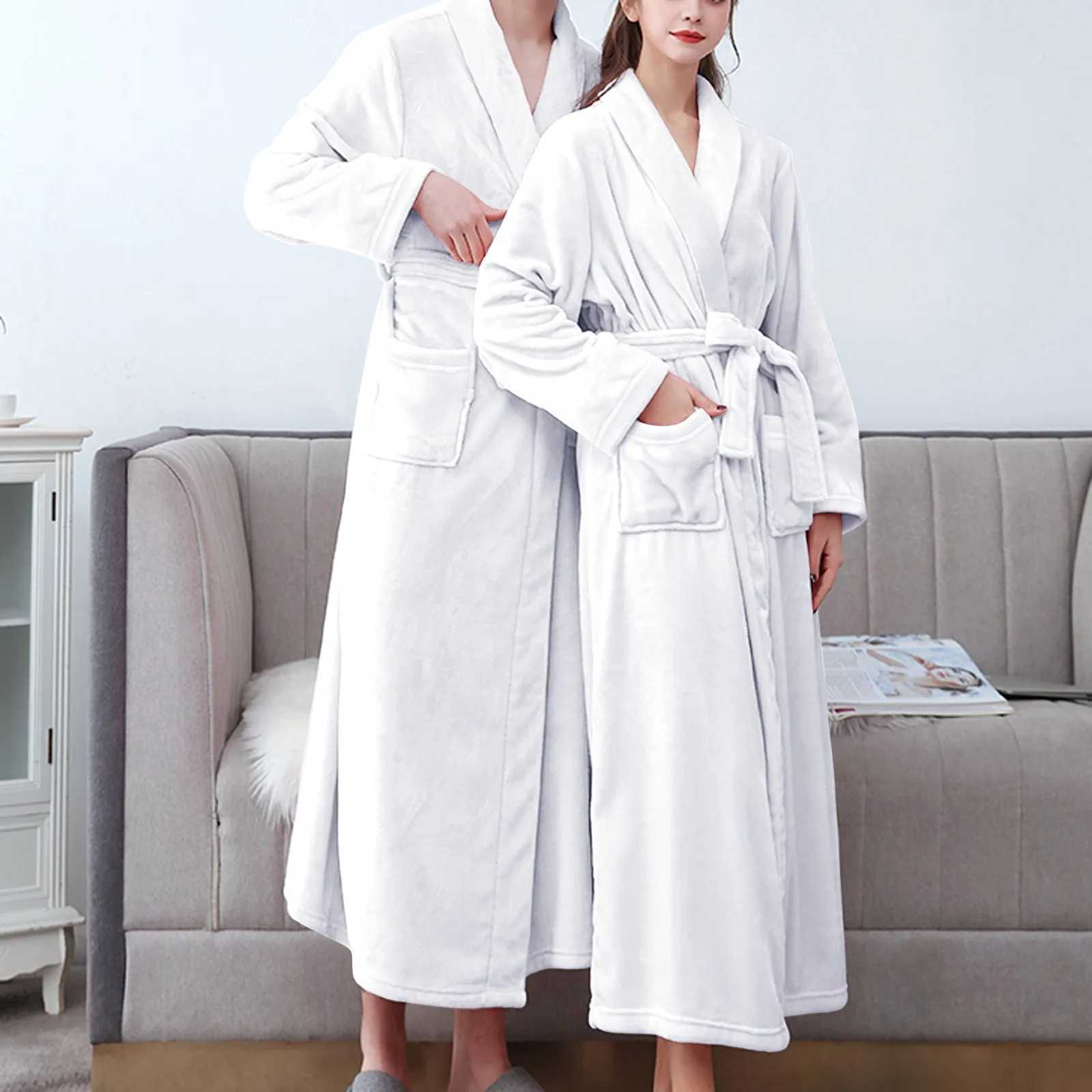 Cozy Bathrobe Luxurious Mens Hooded Bathrobe with Adjustable Belt Ultra Soft Absorbent Male Robe with Pockets Plush Solid ColorXJ241018