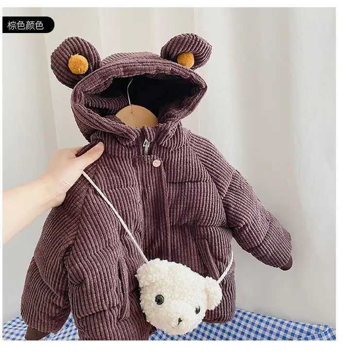Girls long warm solid color lined jacket M241018
