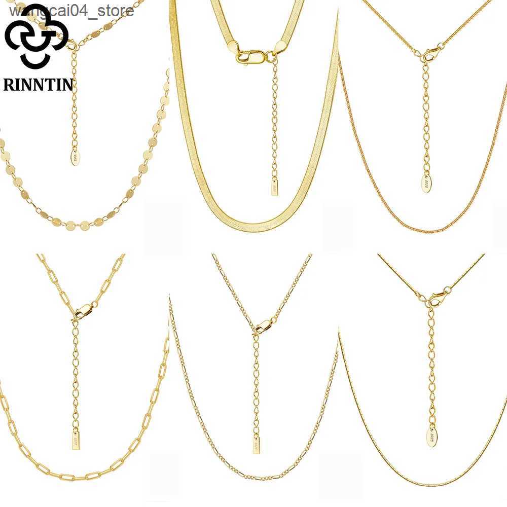 Chokers Rintin new S925 pure silver short necklace basic chain necklace jewelry gift necklace mens fashion L240910