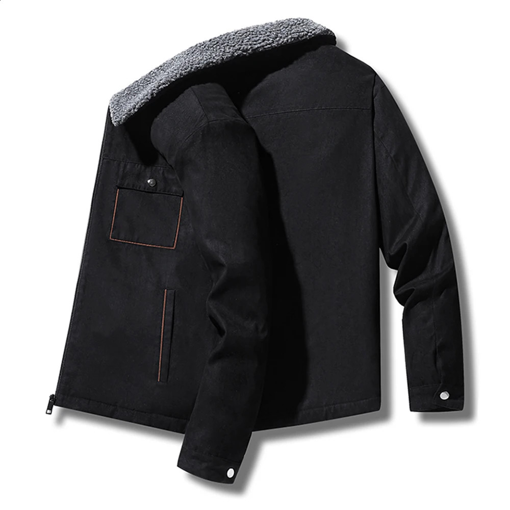 Autumn and Winter Mens Jacket Suede Warm Wool Thick Casual Collar Windproof Cotton Casual Jacket Outer Coat Outer Coat 241007