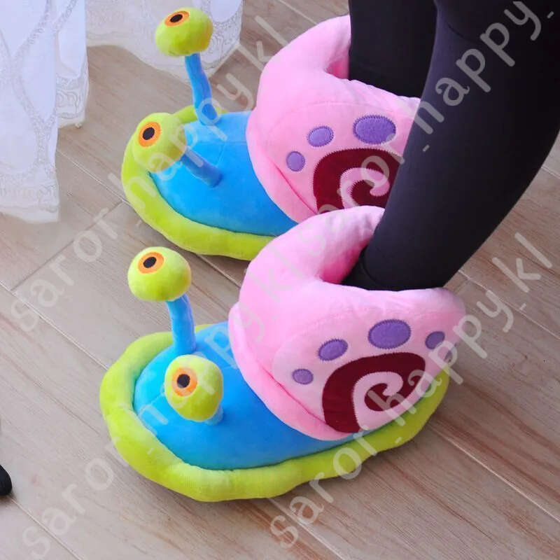 2022 Cartoon Slippers Women Funny Cute Snail Home Plush Shoes Indoor Cozy Flat Slides Furry Warm Winter Slipper Girl Flip Flop 680