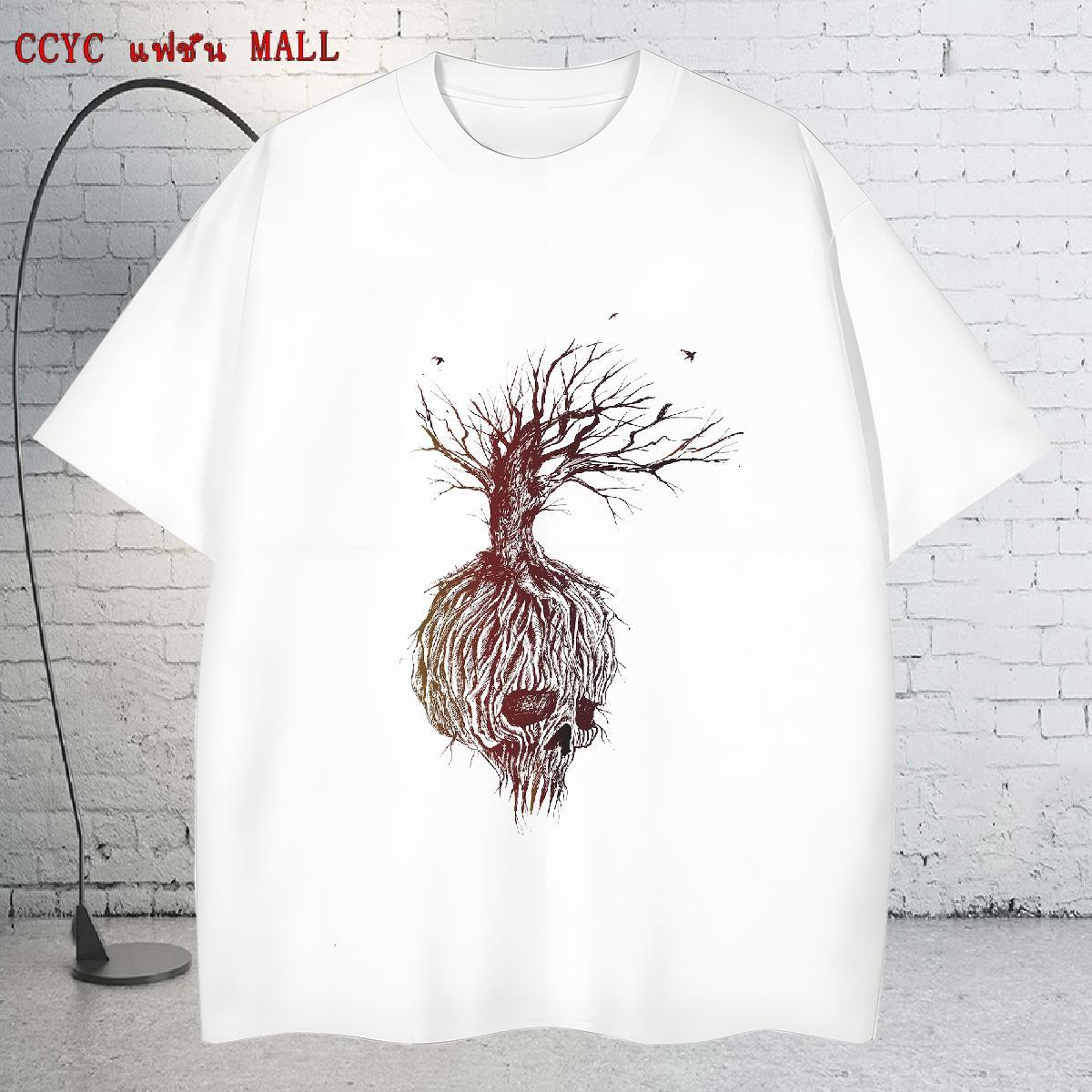 Loose Men T Shirts 230g Cotton skull Outdoor Custom Big Size Breathable Crew Neck Tshirt for Man Woman Brand Wear