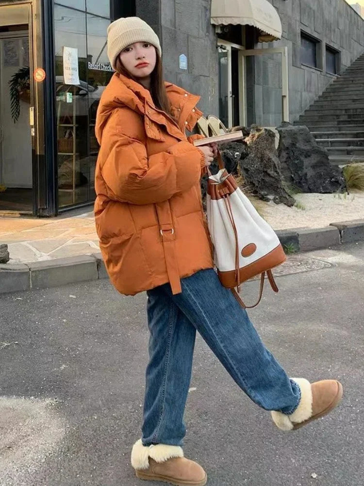Winter Coat Women Clothing Trend Warmth Thick Puffer Jackets Parkas Bread Hooded Long Sleeve Outerwear Loose Tops 241018