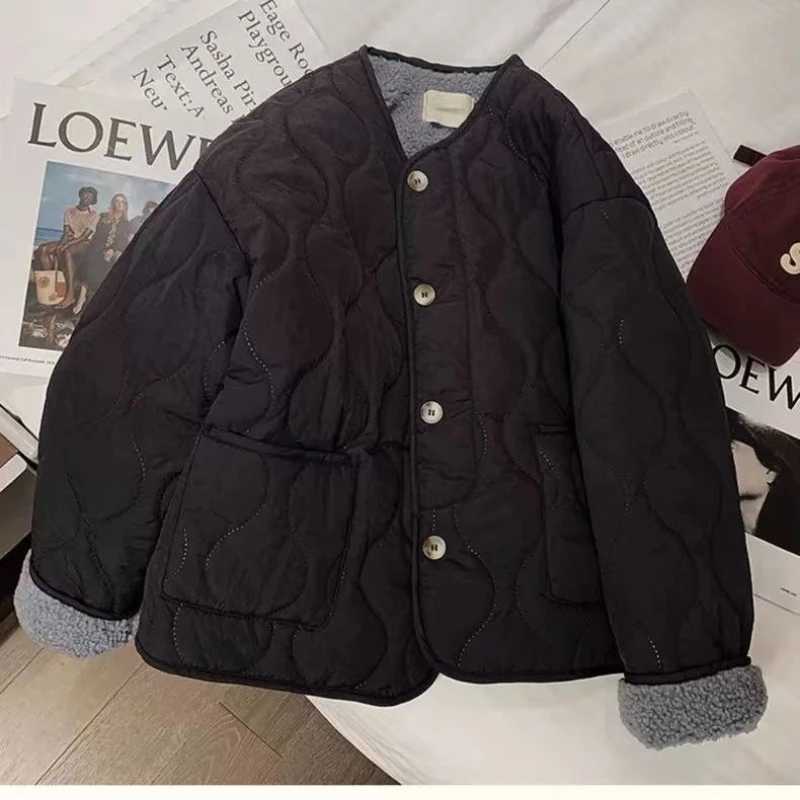 Pink Sheep Cotton Coat 2024 Winter New Style Korean Version Thickened Round Neck Lamb Wool Jacket Cotton Padded Jacket For WomenX241018