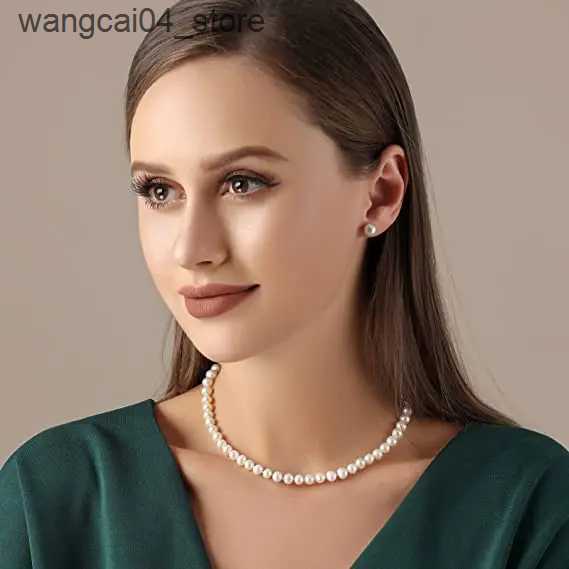 Chokers Wholesale 6-7mm freshwater cultural pearl necklace genuine pearl necklace womens pure silver pearl necklace L240910