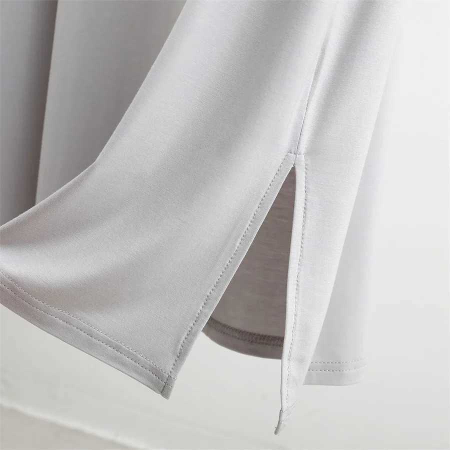 New 2024 Mens Pajamas Robe Casual Mid-length Modal V-neck Home Clothes Soft Stretch Bathrobes Male Sleepwear Dress LoungewearXJ241018