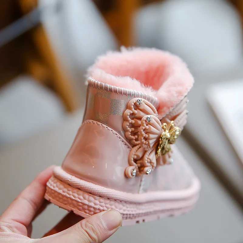 Boots Snow Boots for Children Girlsplush Princess Boots Warm Shoes for Children Winter Shoe for Girl Kids Shoe for Boy Platform Boot H241018