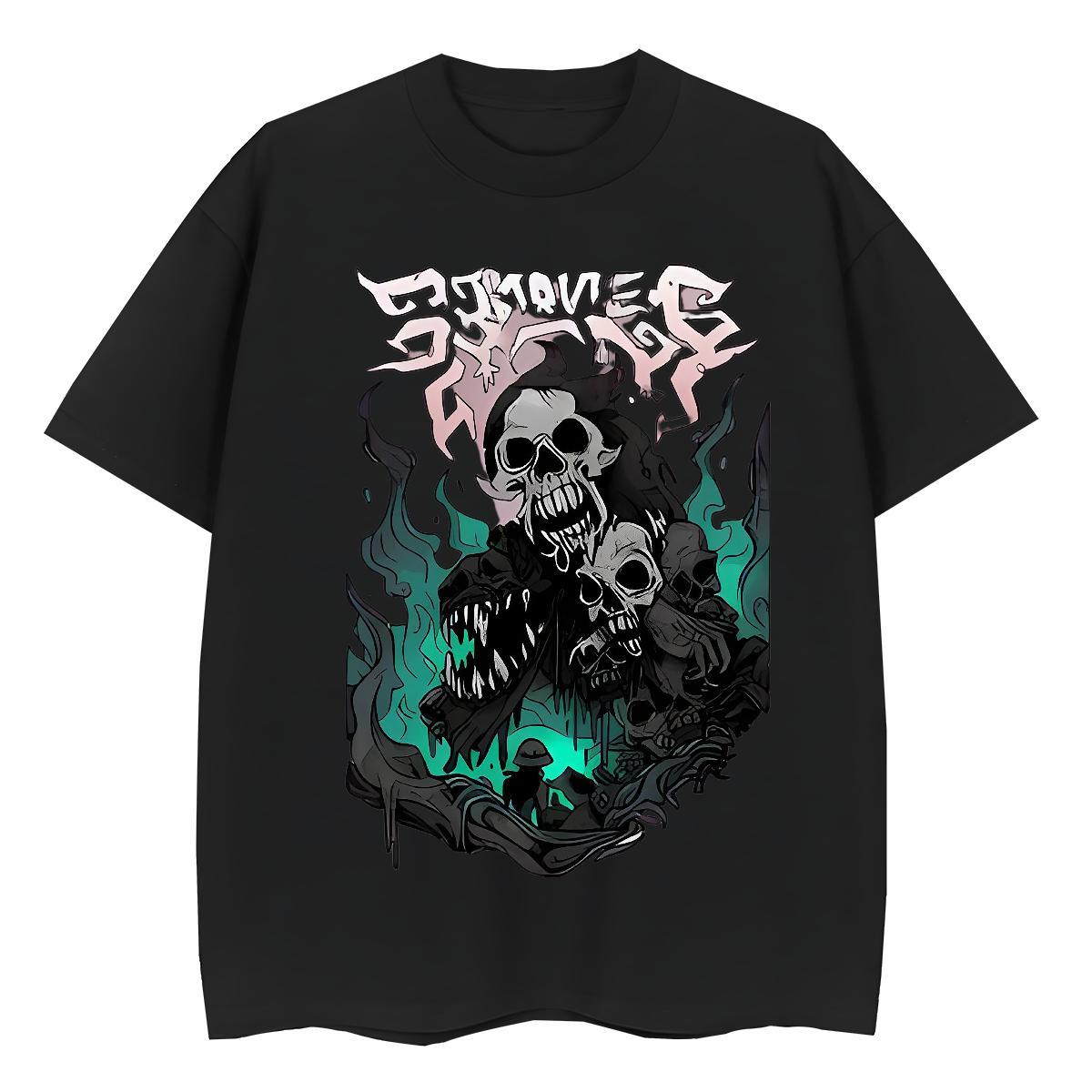 Custom T Shirts Women 230g Cotton Comfortable Casual skull Womens Tshirts Loose DIY Anime Printed Tops