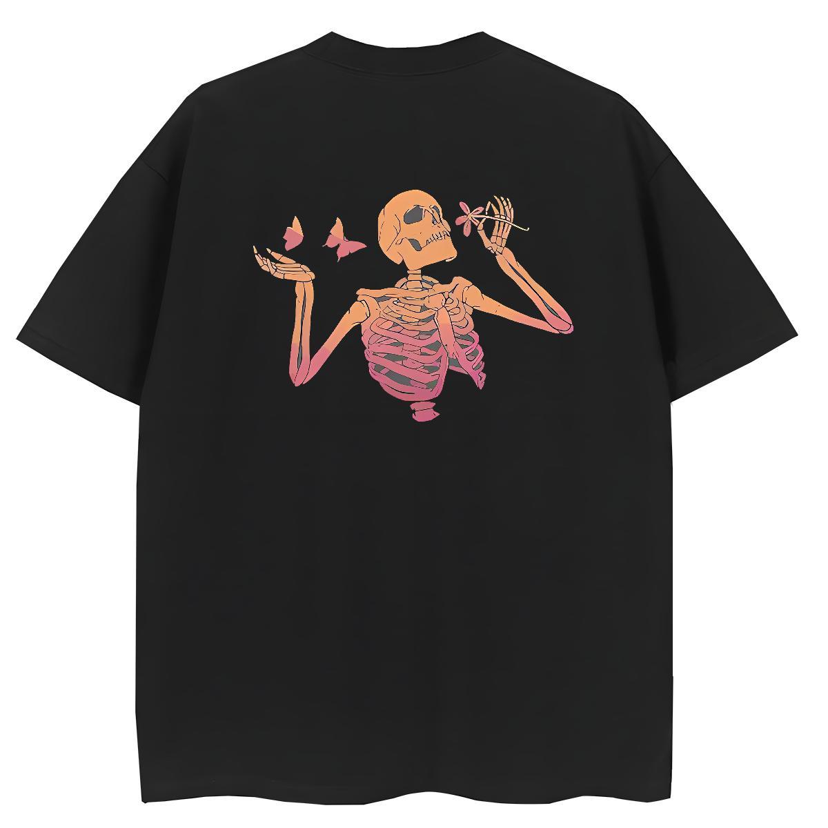 2024 Casual Womens T Shirts 100% Cotton 230g Short Sleeve O-Neck Street Casual butterfly Tshirt for Man Woman Comfortable Graphic Top Shirts