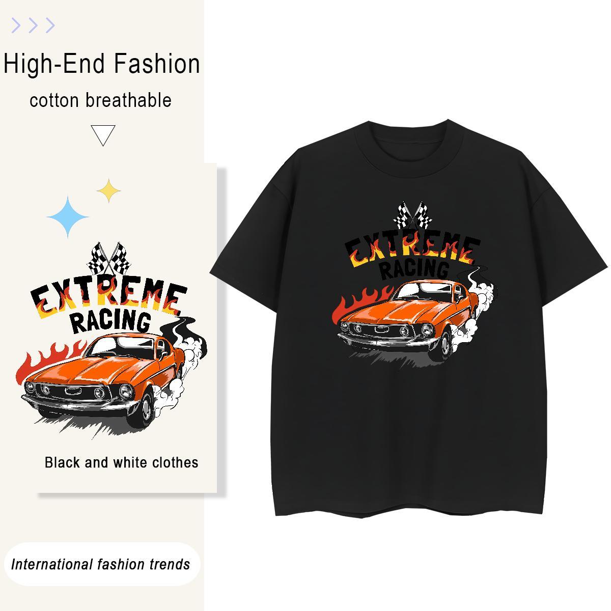 Factory Direct Womens T Shirts 230g Cotton Breathable Short Sleeve Outdoor car Tshirt for Man Woman Female Black White Tops Shirt