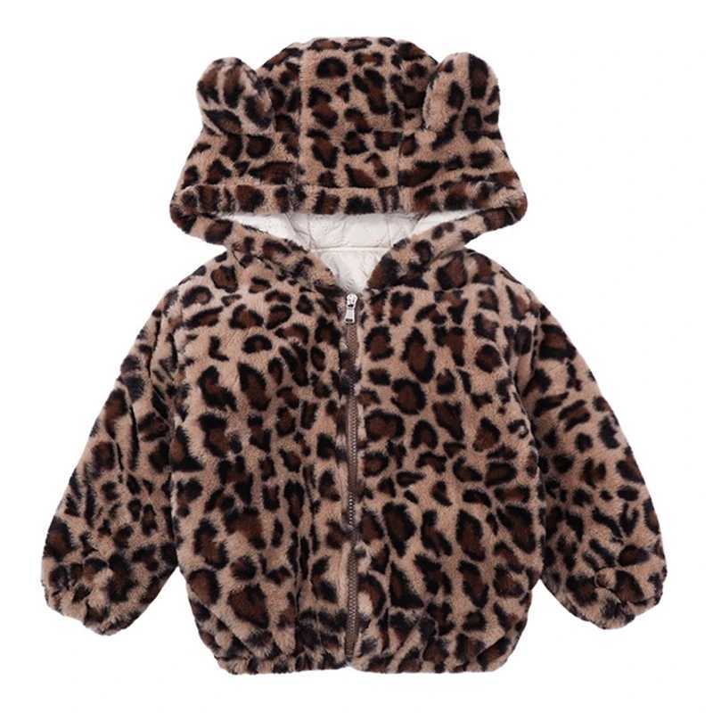Childrens Womens Clothing Winter Leopard Coat Childrens Mens Wool Warm Hoodie Long Sleeve Hoodie M241018