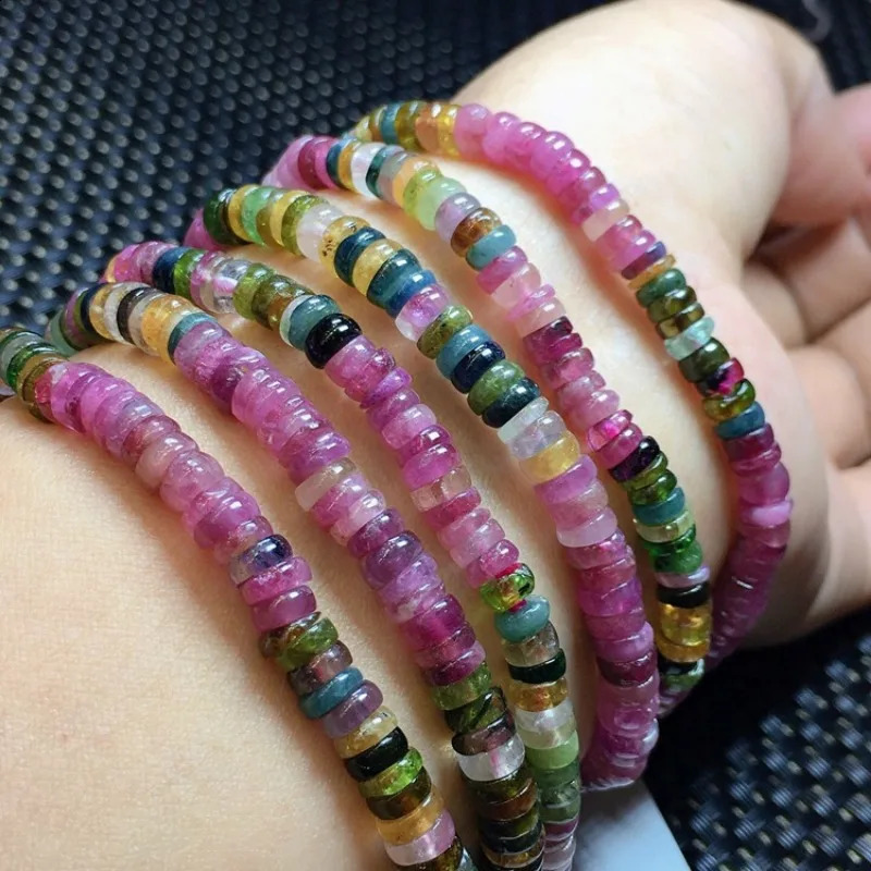 Natural tourmaline bracelet round bead bracelet womens old mineral tourmaline bracelet womens 241017