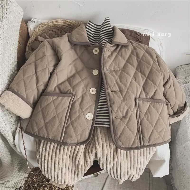Boys autumn and winter literature and art retro style cotton jacket new thick cotton clothing childrens fashionable warm jacket M241018
