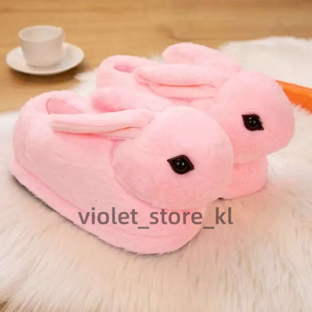 Cute Cartoon Rabbit All Inclusive Winter Warm Home Slippers Adult Girl Lady Plush Head Silent Indoor Floor Women Fun Slippers 176