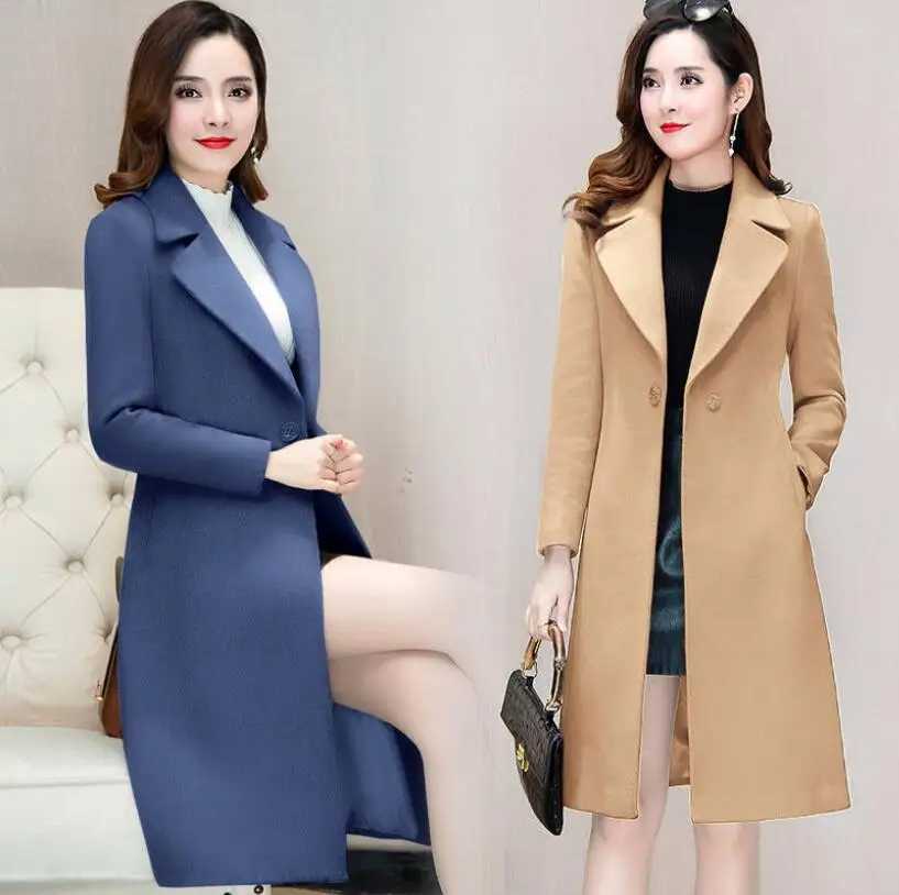 Trendy Women Wool Blends Coat Solid Color Keep Warm Autumn Winter Windproof Slim Fit Woolen CoatX241009