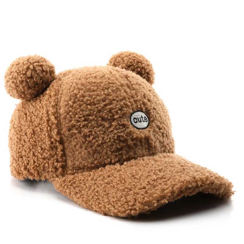 Baseball cap personality retro female autumn and winter plush cute ear warm cap outdoor men travel sports cold warm cap wholesalX241018