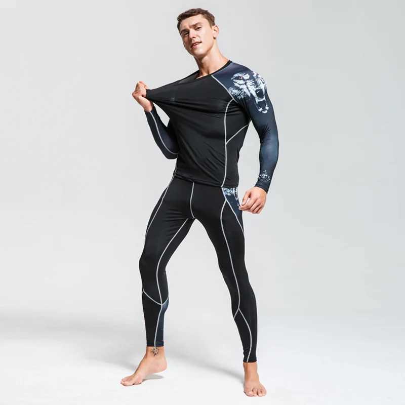 Men's Thermal Underwear Top Mens Clothing Base Layer Thermal Underwear Fitness Training Compression Tights Running Shirts Man Leggings Rashgard m