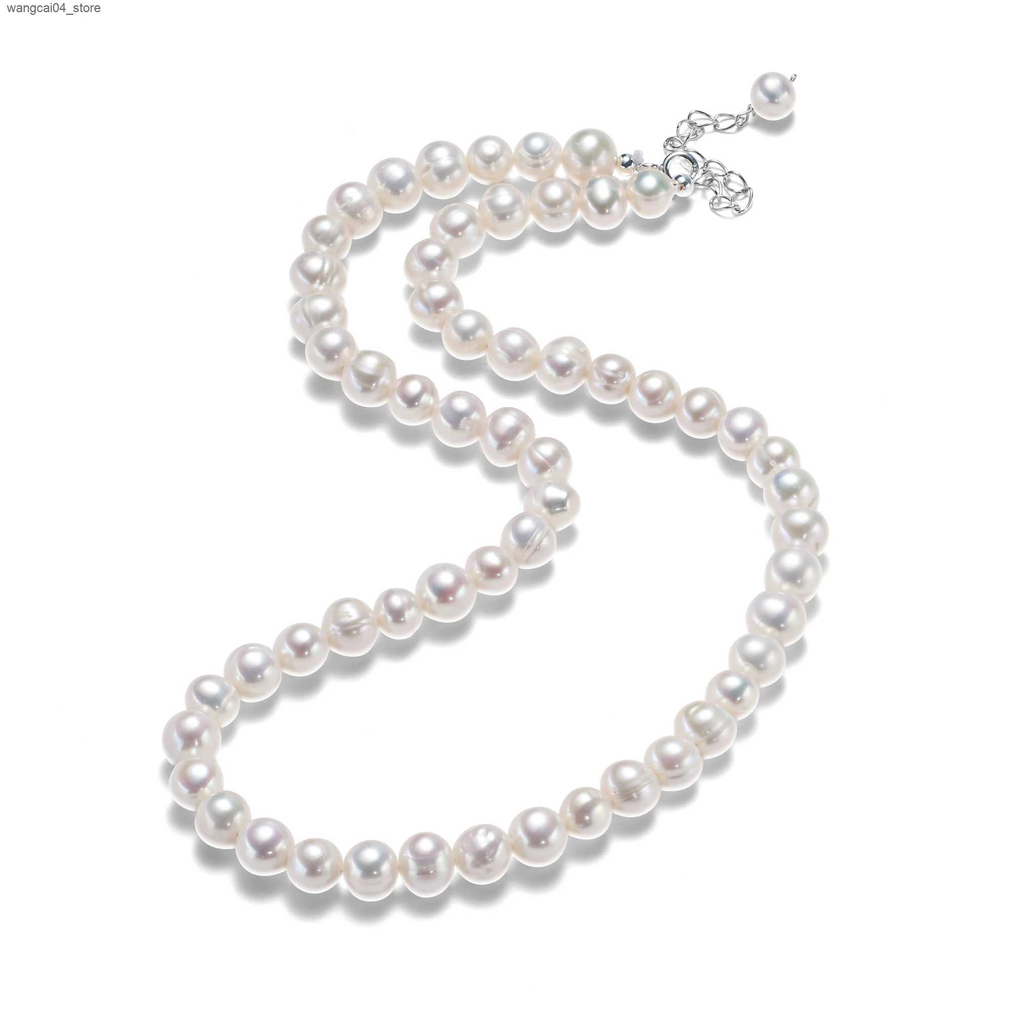 Chokers Wholesale 6-7mm freshwater cultural pearl necklace genuine pearl necklace womens pure silver pearl necklace L240910