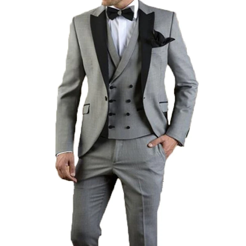 Slim Fit Wedding Suits For Men 3 Pieces Groom Tuxedos Peaked Lapel Male Fashion Clothes Set Jacket Waistcoat with Pants 2024