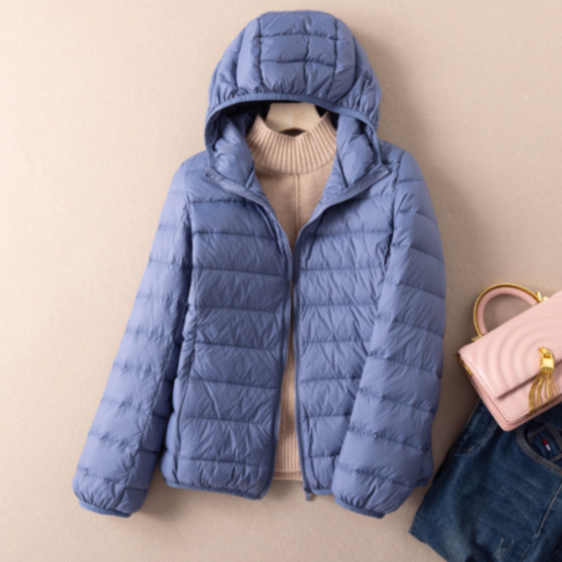 Women Autumn 2022 New Arrivals 90% White Duck Down Ultra Light Fashion Hooded Keep Warm Puffer Jacket