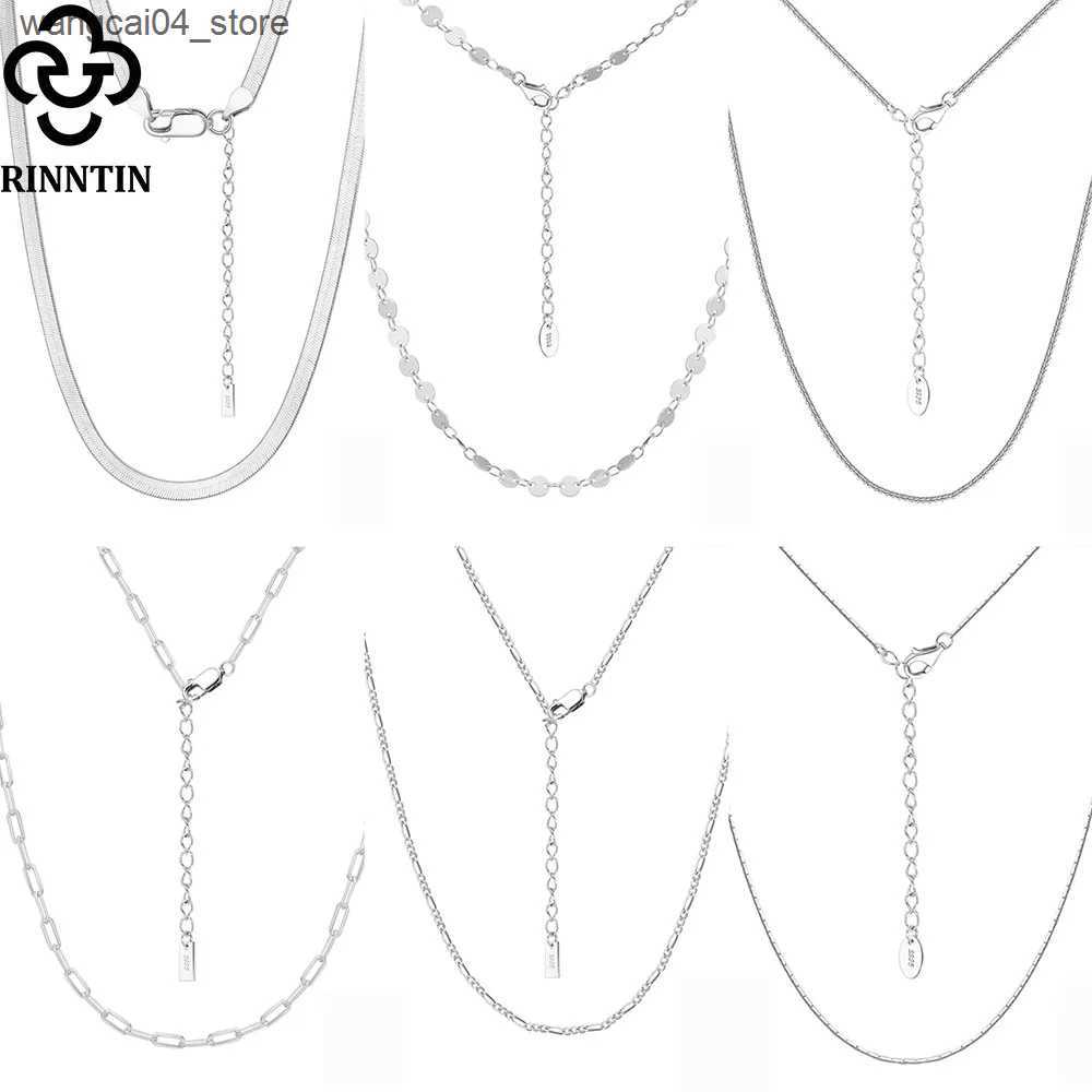 Chokers Rintin new S925 pure silver short necklace basic chain necklace jewelry gift necklace mens fashion L240910
