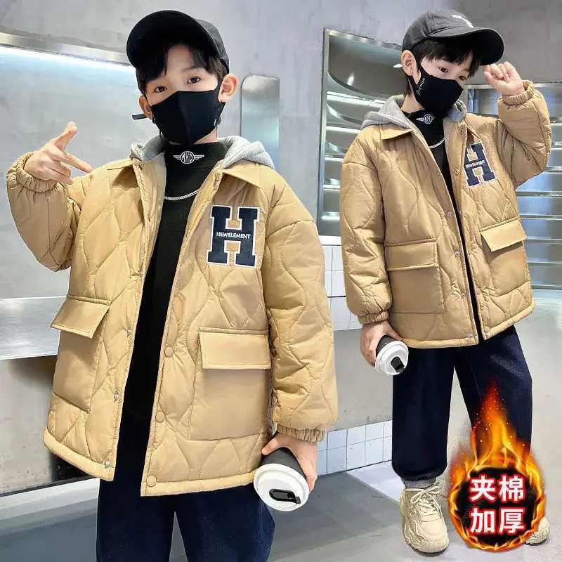boys winter clothing Korean childrens boys jackets cotton jackets thick warm outdoor clothing teenagers loose jackets 5-14Y M241018