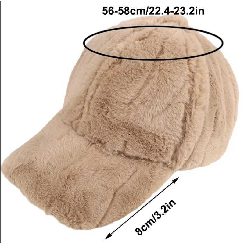 Faux Fur Solid Winter Baseball Cap Hats Women Men Thickened Hat Outdoor Sunshade Keep Warm Adjustable Gorras Casquette Dad HatX241018