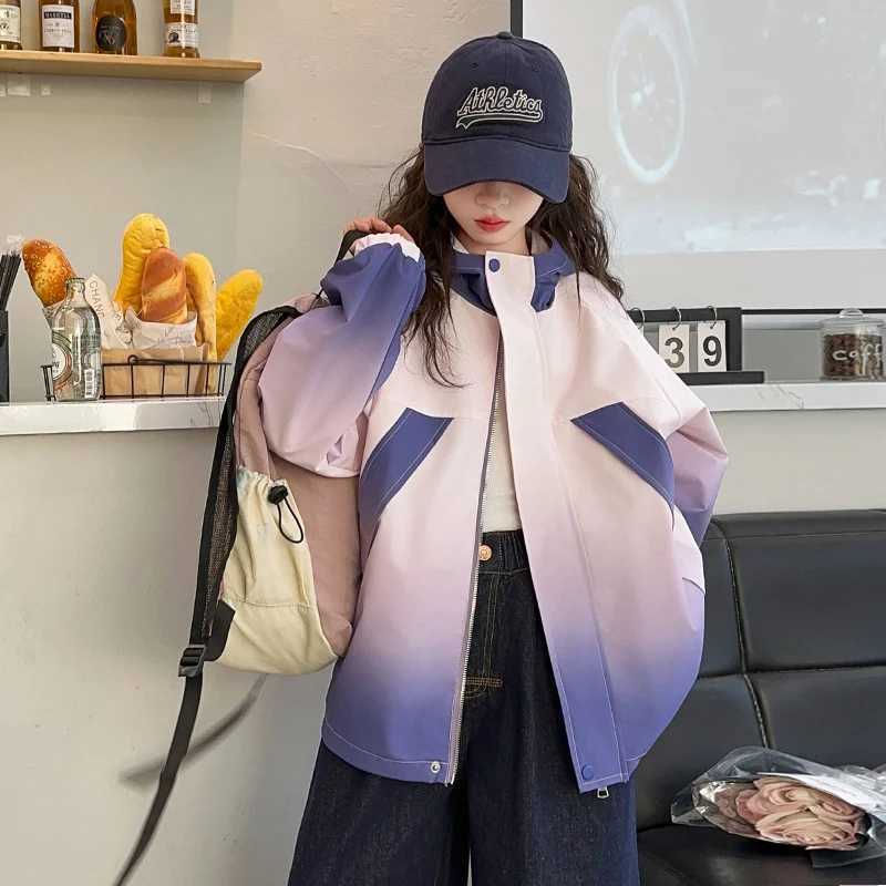 New Fashion Childrens Gradient Hoodie Jacket Girls Clothing Korean Autumn Clothing Coat with Hoodie 5 6 7 8 12 14Y M241018
