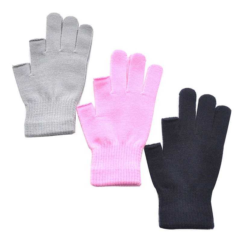 Neutral Half Finger Gloves Knitted Gloves Winter Warm Work Gloves Double Finger Exposed Writing Gaming Phone Finger GlovesW241018